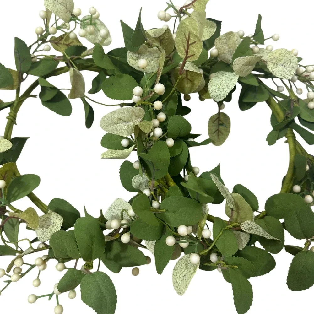 Set of 2 Artificial Eucalyptus and White Berry Wreath 12in Greenery Decor